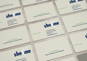 The spirit of she & me is symbolized by our new logo, which was designed to convey our strength in consulting corporate enterprises in targeting and talking to women online. The ampersand softens the boldness of the primary type, and is elegant, sophisticated, yet subtle. A hint of the feminine. To best offset the colors in the logo and build brand recognition in all communications, it is important to use the positive logo on the cream background. The reverse logo was designed to stand out against our rich blue background. This treatment makes a bold brand statement through use of color. Content strategy branding Women-focused content consulting She & Me case study AgencyBEL branding project Personal brand development Custom marketing materials Online content strategy Professional website design Targeting women online Effective web strategies