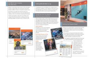 Collateral System: Designed a new collateral system with a consistent style and appearance to visually represent Raytheon as a global leader in technology. Developed a grid structure as part of the brand style, reflecting Raytheon's precise, analytical, and no-nonsense approach. Ensured the grid structure provided a unifying framework across all levels of collateral and loosely connected to the advertising template.