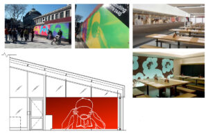 Restaurant branding Environmental graphic design Wagamama US debut AgencyBEL branding project Japanese-inspired decor Cherry blossom light wall Graphic printed shades Faneuil Hall restaurant Gensler collaboration Cultural brand adaptation