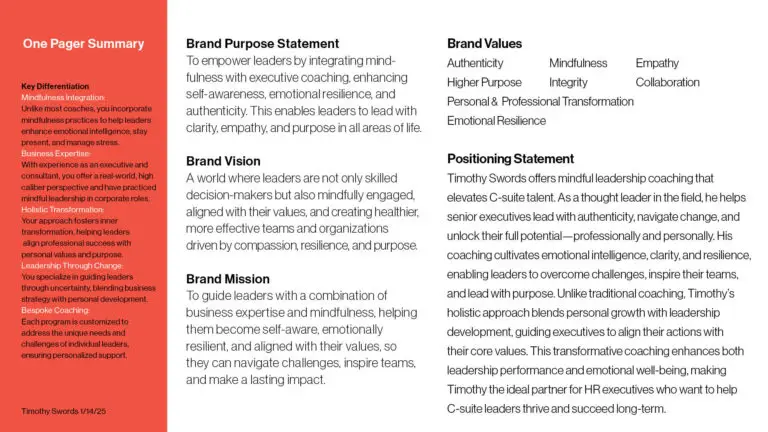 "Working with Laura at Agency Bel was a game-changer for my brand. She helped me define my unique positioning; and connect with my ideal audience. Laura’s insights gave me the clarity and confidence to move forward with a strong, authentic brand. Highly recommend her services!" — Timothy Swords, Mindful Leadership Coach